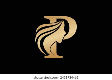 diseño del elemento de la cara de la belleza con diseño p de la letra combinada