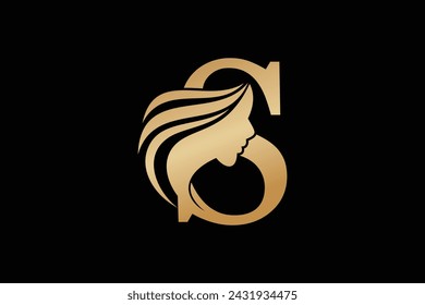 beauty face element design with combination letter s design