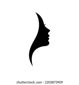 Beauty face girl vector silhouette.