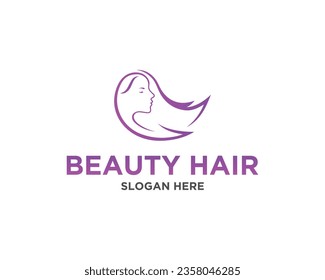 Beauty face and hair salon logo design vector template.