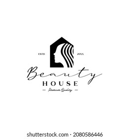beauty face and house logo icon vector template