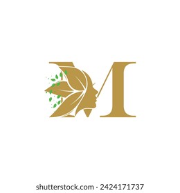 Beauty face logo design with premium concept letter M