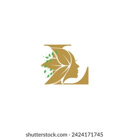Beauty face logo design with premium concept letter L