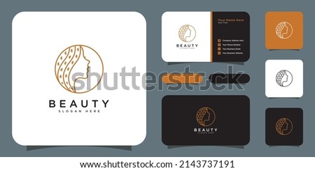 beauty face logo vector design and business card