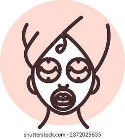 Beauty face mask, illustration or icon, vector on white background.