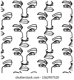 Beauty face one line drawing isolated on white background. 