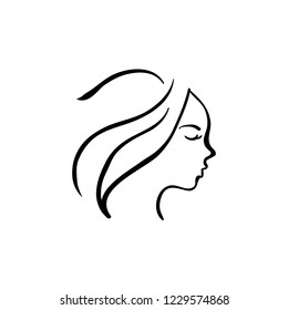 Beauty Face Side View Simple Line Stock Vector (Royalty Free ...