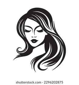 Schönes Gesicht, Vektorgrafik. Vektorlogo-Design für Schönheitssalon oder Friseur oder kosmetisches Design