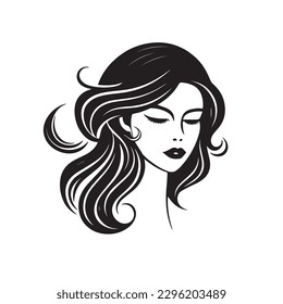 Schönes Gesicht, Vektorgrafik. Vektorlogo-Design für Schönheitssalon oder Friseur oder kosmetisches Design