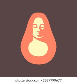 beauty face woman relaxing with long hair style flat hipster simple minimal mascot character logo design vector icon illustration