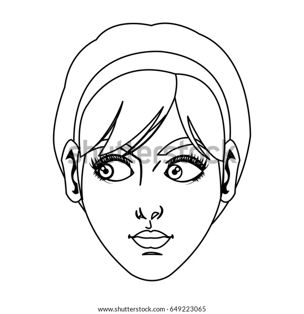 Beauty Face Woman Short Hair Comic Stock Vector Royalty Free