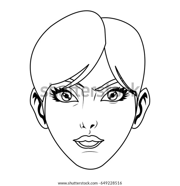 Beauty Face Woman Short Hair Comic Stock Vector Royalty Free