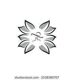 Beauty Face Women Lotus Flower Logo. Icon vector design template in white background.