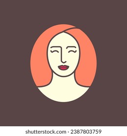 beauty face women portrait long hair salon treatment colorful modern flat cartoon mascot character logo design vector icon illustration