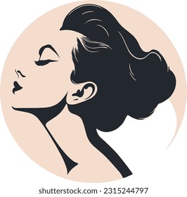 Beauty face women side view, Vector illustration