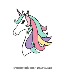 Beauty fairytale unicorn. Color vector illustration.