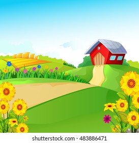 beauty farm with landscape background