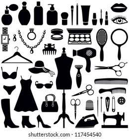Beauty and Fashion collection - vector silhouette