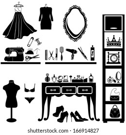 Beauty and Fashion collection - vector silhouette