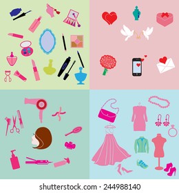 Beauty and Fashion collection - vector silhouette