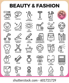 Beauty and Fashion concept detailed line icons set in modern line icon style concept for ui, ux, web, app design