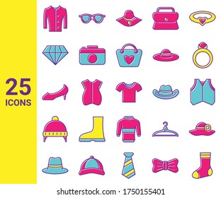 beauty and fashion filled outline icon set vector design