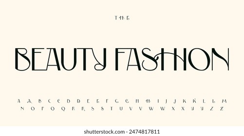 Beauty fashion font, elegant feminine alphabet, naive refined letters with tail for sophisticated headline, wedding card, exquisite logo, restaurant menu lettering, art nouveau style. Vector typeset