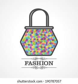 Beauty and fashion icon with handbag stock vector