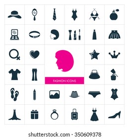 Beauty and Fashion Icon Set.