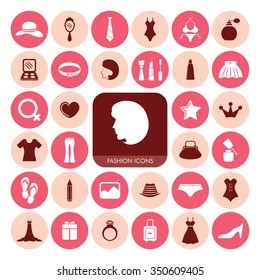 Beauty and Fashion Icon Set.