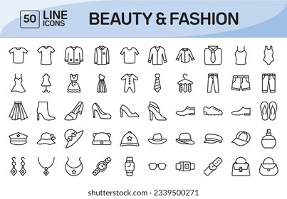 Beauty and Fashion Line Icons Pack Vol 1