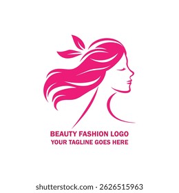 Beauty Fashion Logo with Woman Face Silhouette – Vector Design