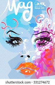 Beauty and fashion magazine cover, vector illustration
