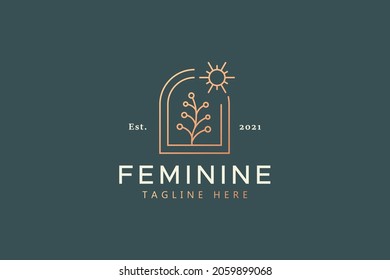 Beauty and Fashion Natural Leaf Logo Concept for Women Minimalist Business Brand Identity.