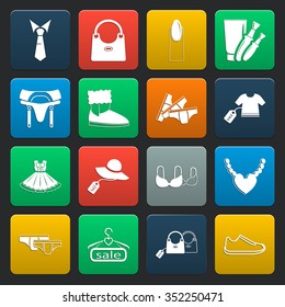 beauty, fashion, shopping  16 icons universal set for web and mobile flat
