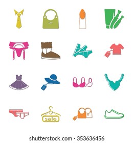 beauty, fashion, shopping  16 icons universal set for web and mobile flat