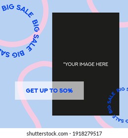 Beauty Fashion Social media Instagram post on blue background . Vector illustration