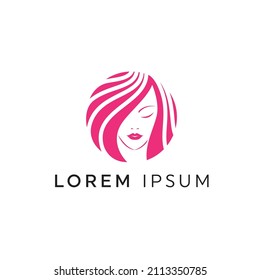 Diseño del logotipo Face Femenino de Belleza. Diseño del logotipo del salón cosmético. Vector De Cara De Mujer Creativa. Logotipo de la peluquería