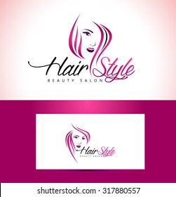 Beauty Female Face Logo Design.Cosmetic salon logo design. Creative Woman Face Vector. Hair Salon Logo.