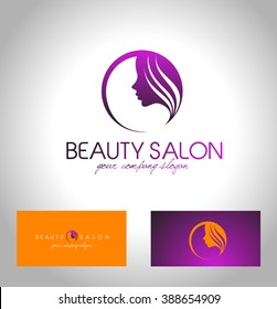 Beauty Female Face Logo Design.Cosmetic salon logo design. Creative Woman Face Vector. Hair Salon Logo.