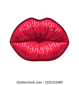 Beauty female lips vector illustration, female lips pop art style