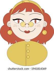 The beauty of a female portrait, . An elegant female avatar with red hair. Vector illustration. Girl. Girl, portrait, face.