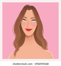 Beauty female portrait. Elegant woman avatar. Vector illustration