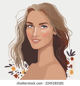 Beauty female portrait. Elegant woman avatar vector illustrationt