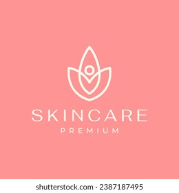 beauty feminine flower plant cubs geometric line style minimalist logo design vector icon illustration