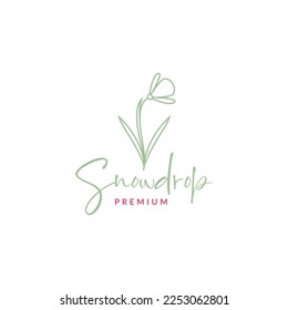 beauty feminine flowers snowdrop lines logo design vector icon illustration template