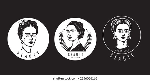 Beauty Feminine Logo Design, Flat Logo Design, Icon Design, Woman, Black and White