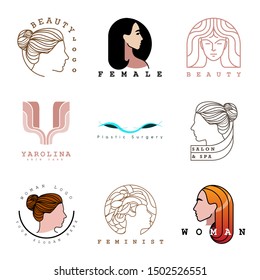beauty feminine logo set in vector - Shutterstock ID 1502526551