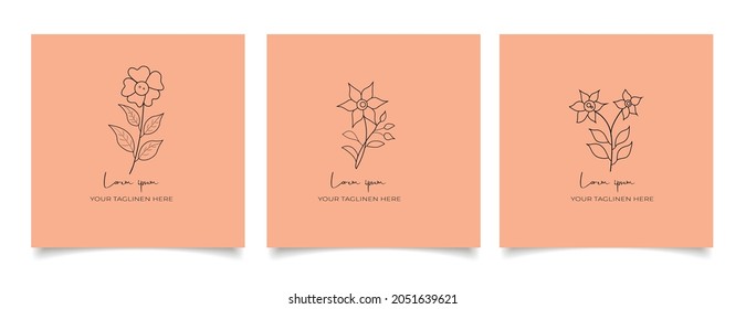  Beauty feminine logotype collection with floral ornaments