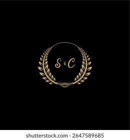 Beauty and feminine vector initial logo handwriting logo of initial floral and botanical with creative template for any company or business
